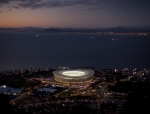 Vista aérea da Cidade do Cabo e do estádio Green Point